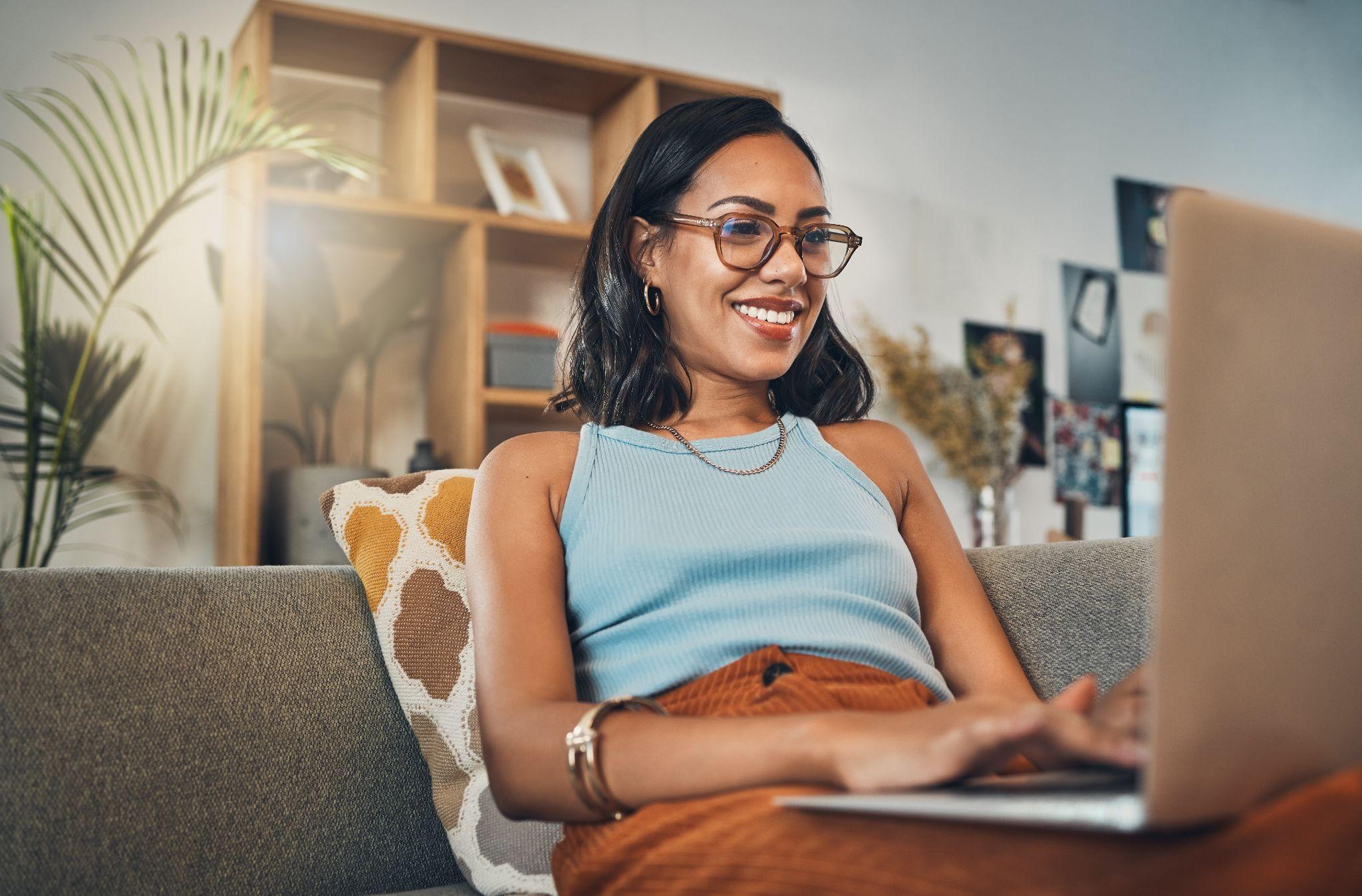 Laptop, young woman and working from home