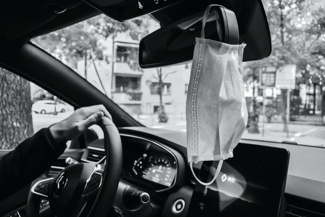 mask in a car