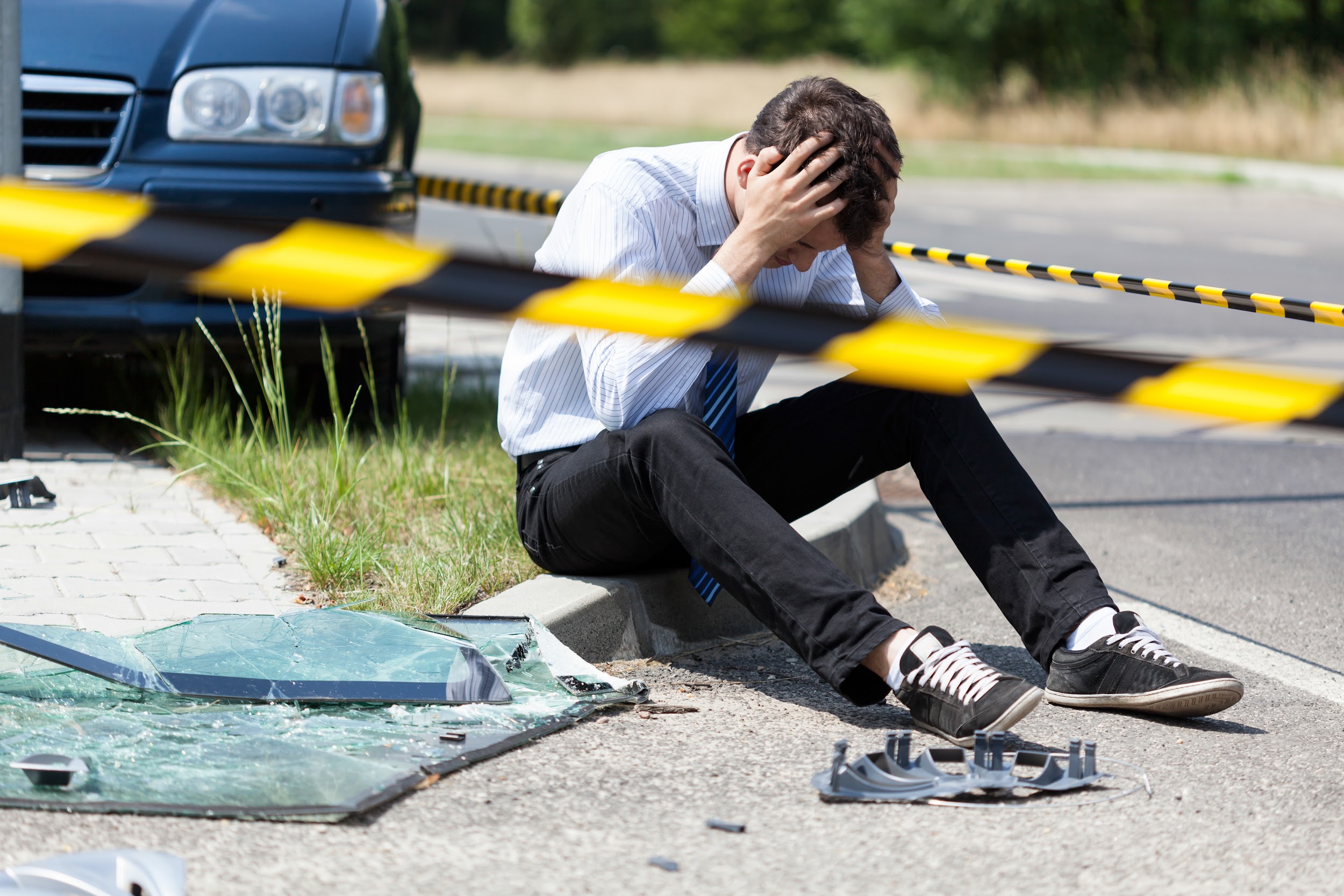 Man after car accident