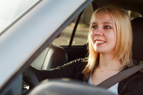 women driver smiling