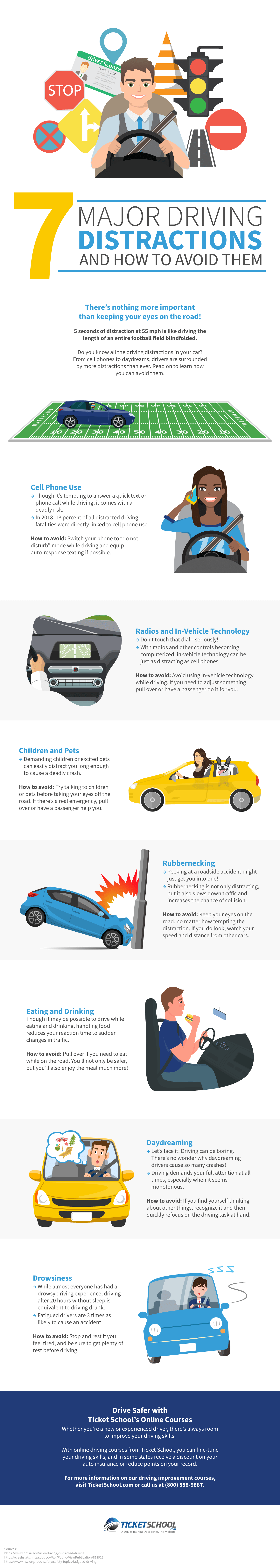 7 Major Driving Distractions and How to Avoid Them Infographic