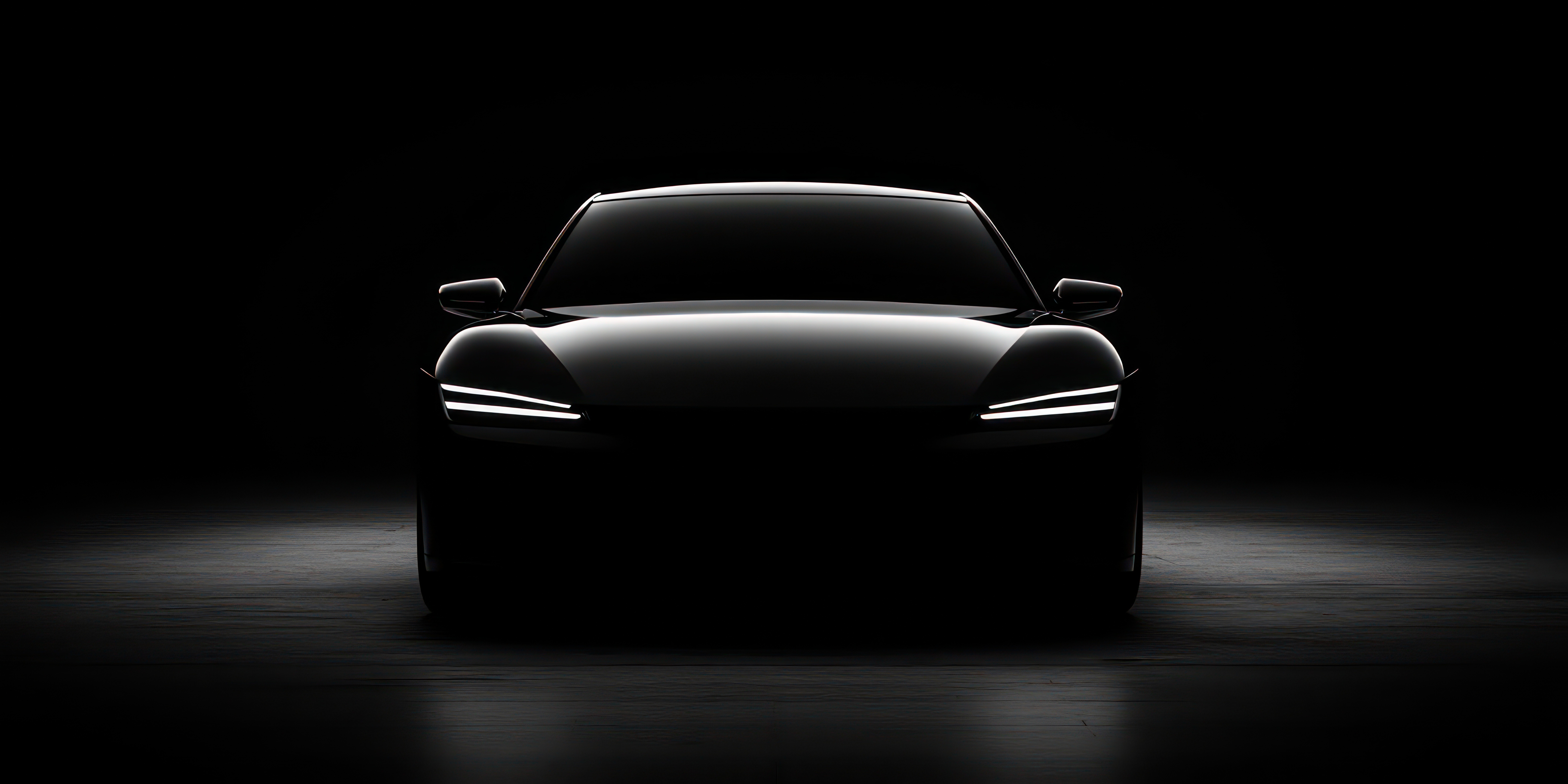 sports car with led highlights